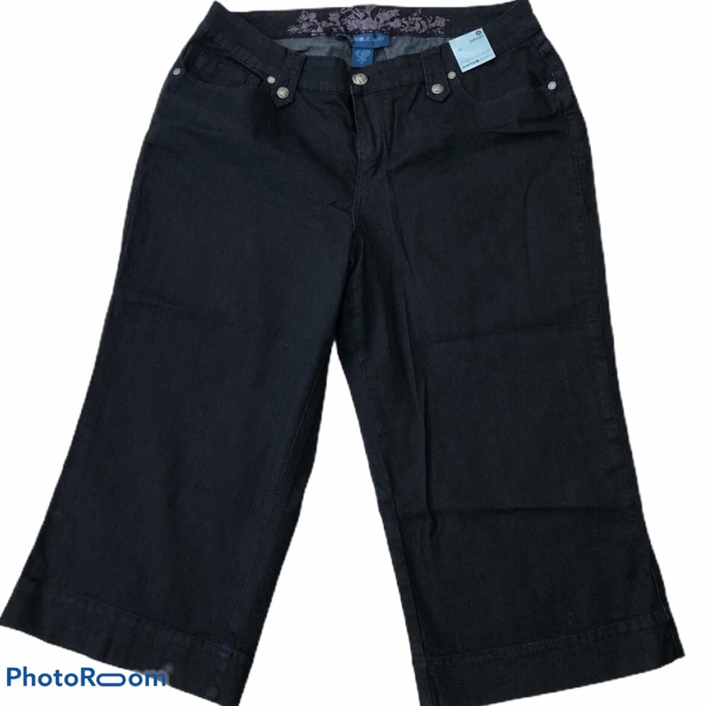 Avenue Stretch Crop Black Jeans Pants NWT